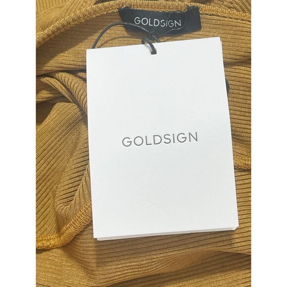 Goldsign The Rib Deep Bodysuit NWT Long Sleeve Golden Yellow Ochre Small - Picture 13 of 16